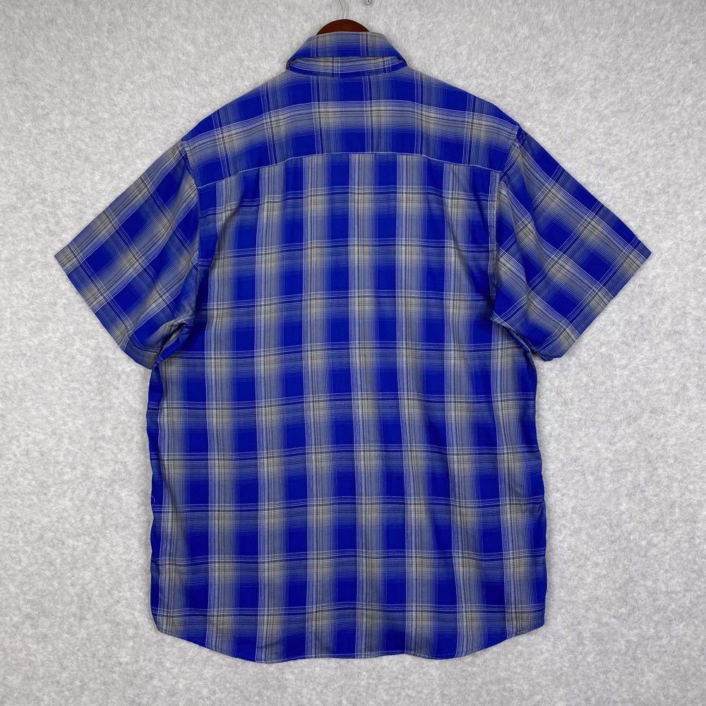 DIXXON Shirt Mens L Blue Plaid Ocean Blvd Bamboo Short Sleeve - Picture 3 of 8